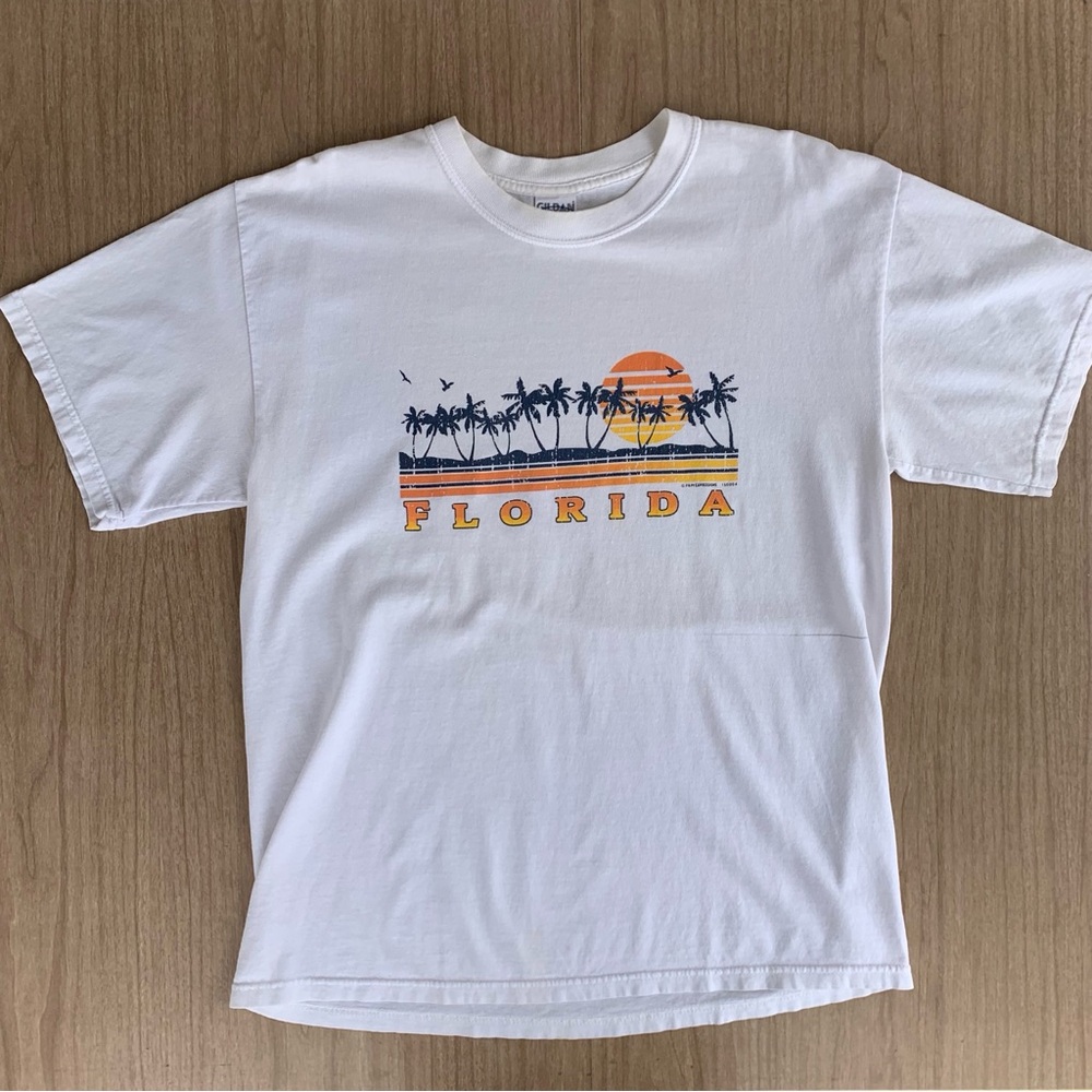 Vintage Florida Graphic T-shirt 90s Tee Short Sleeve Size Large White